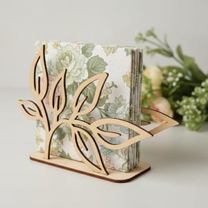 Laser Cut Wooden Flower Design Napkin Holder