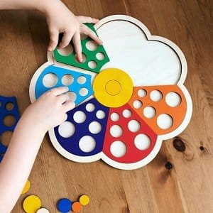 Laser Cut Wooden Flower Puzzle Montessori Educational Sorting Toy