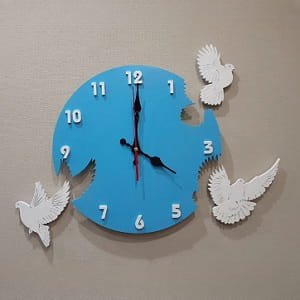 Laser Cut Wooden Flying Pigeon Wall Clock