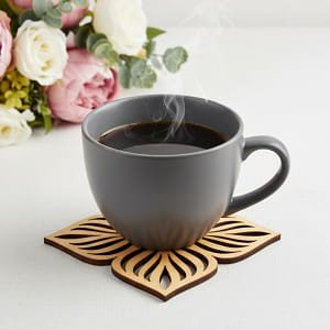 Laser Cut Wooden Four Leaf Wooden Coaster