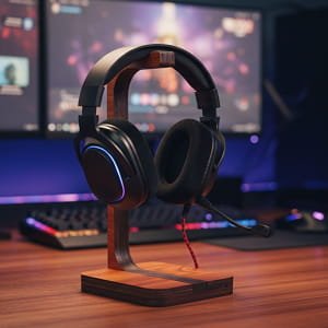 Laser Cut Wooden Gaming Headphone Stand