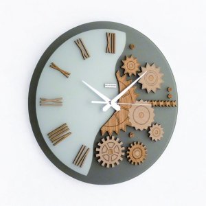 Laser Cut Wooden Gear Clock Vector