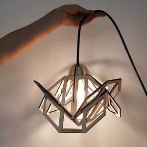 Laser Cut Wooden Geometric Hanging Lamp