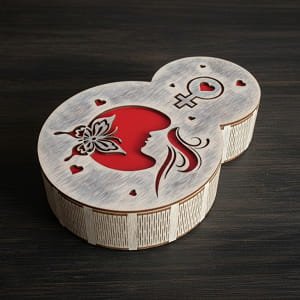 Laser Cut Wooden Gift Box for Womens Day