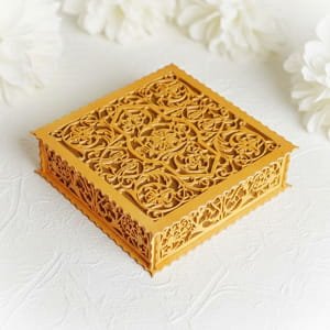 Laser Cut Wooden Gift Box Intricate Jewelry Box