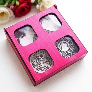 Laser Cut Wooden Gift Box with Christmas Ornaments