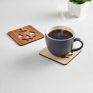 Laser Cut Wooden Halloween Coaster for Hot and Cold Drinks
