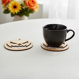 Laser Cut Wooden Halloween Pumpkin Coaster
