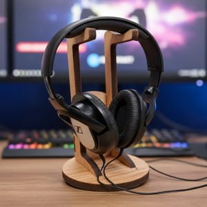 Laser Cut Wooden Headset Stand for Desk