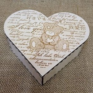 Laser Cut Wooden Heart Shaped Love Gift Box