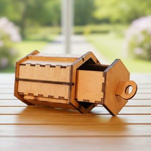 Laser Cut Wooden Hexagonal Drawer Storage Box