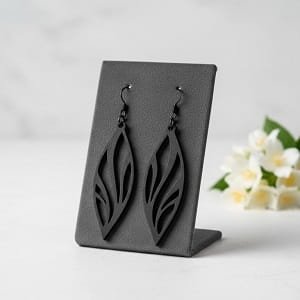 Laser Cut Wooden Hollow Leaf Dangle Earrings