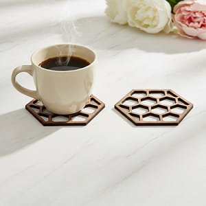Laser Cut Wooden Honeycomb Coffee Cup Coaster