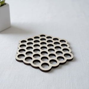 Laser Cut Wooden Honeycomb Trivet Coaster for Countertops