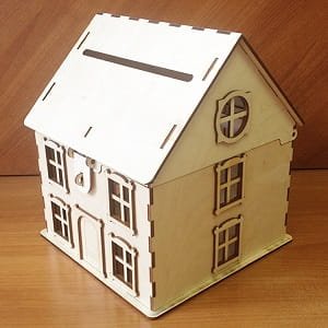 Laser Cut Wooden House Wedding Envelope Box