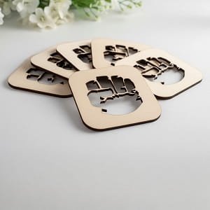 Laser Cut Wooden Hulk Fist Drink Coaster