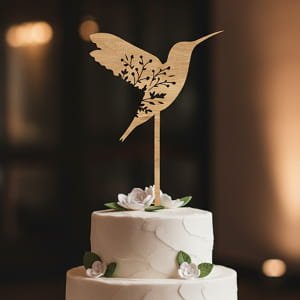 Laser Cut Wooden Hummingbird Wedding Cake Topper