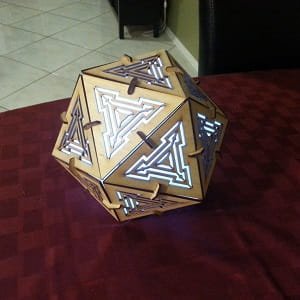 Laser Cut Wooden Icosahedron Shadow Lamp