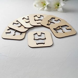 Laser Cut Wooden Iron Man Helmet Drink Coaster