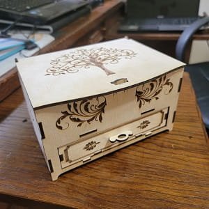 Laser Cut Wooden Jewelry Box Organizer with Drawer