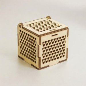 Laser Cut Wooden Jewelry Box with Heart Cutouts Vector