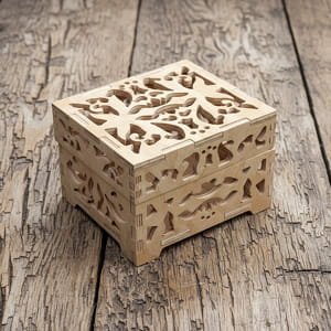 Laser Cut Wooden Jewelry Chest Box Organizer Keepsake Storage