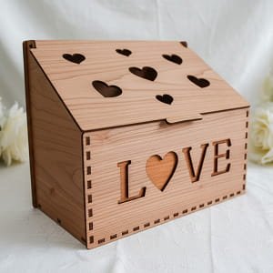 Laser Cut Wooden Jewelry Organizer Love Gift Box