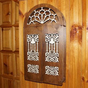 Laser Cut Wooden Key Holder Cabinet for Wall Vector