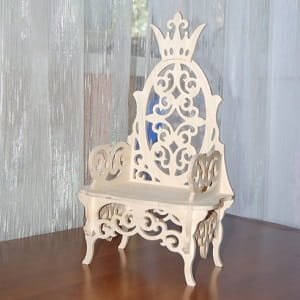 Laser Cut Wooden Kids Crown Chair