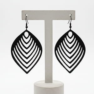 Laser Cut Wooden Leaf Dangle Earrings