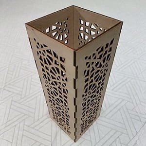 Laser Cut Wooden LED Candle Lampshade with Geometric Pattern