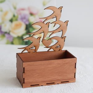 Laser Cut Wooden Love Birds Flower Box