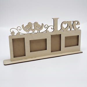 Laser Cut Wooden Love Photo Frame Stand Decorative Tabletop Display