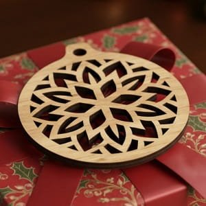 Laser Cut Wooden Mandala Christmas Ornament