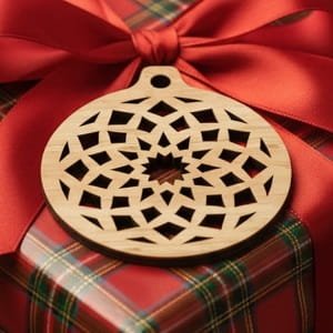Laser Cut Wooden Mandala Design Christmas Ornament