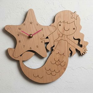 Laser Cut Wooden Mermaid Wall Clock