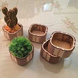 Laser Cut Wooden Mini Artificial Flower Box