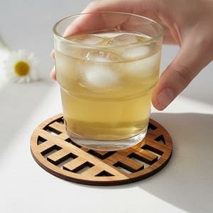 Laser Cut Wooden Modern Geometric Drink Coaster