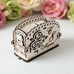 Laser Cut Wooden Money Box for Womens Day