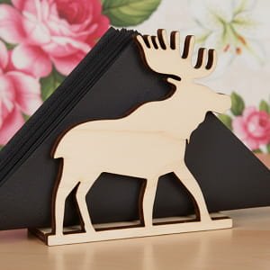 Laser Cut Wooden Moose Napkin Holder Decorative Tabletop Accessories