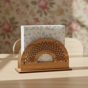 Laser Cut Wooden Morpich Tissue and Napkin Holder