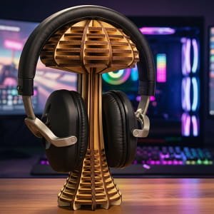 Laser Cut Wooden Mushroom Headphone Holder