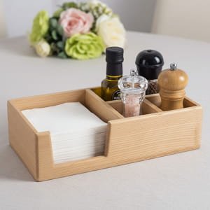 Laser Cut Wooden Napkin and Spice Holder Caddy