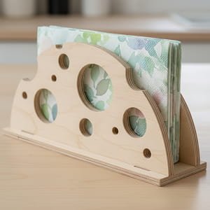 Laser Cut Wooden Napkin Holder for Table Decor