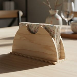 Laser Cut Wooden Napkin Holder for Table