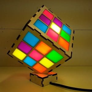 Laser Cut Wooden Neon Cube Light