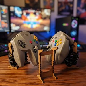 Laser Cut Wooden Nintendo 64 Controller Stand