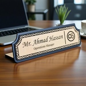Laser Cut Wooden Office Desk Name Plate