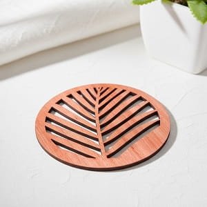 Laser Cut Wooden Palm Leaf Coaster