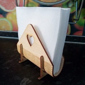 Laser Cut Wooden Paper Napkin Holder with Heart Cutout Design